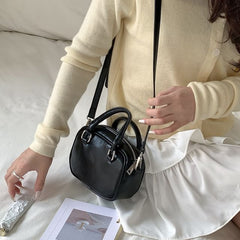 Plain Crossbody Handle Bag Faux Leather Top