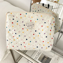 Polka Dot Fabric Makeup Bag / Clutch