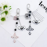 Heart Bear Cross Alloy Bag Charm Keyring Phone