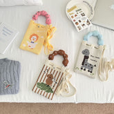 Crossbody Handle Top Knit Cartoon Bag Donut Print