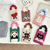 Cartoon Handle Top Crossbody Print Knit Donut Bag