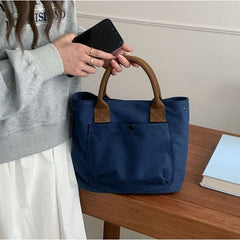 Contrast Strap Bag Canvas Tote