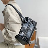 Plain Faux Bag Tote Leather