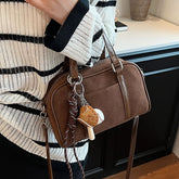 Faux Crossbody / Set Baseball Charm Suede Handle Bag Top