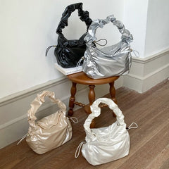 Drawstring Bag Ruched Shoulder