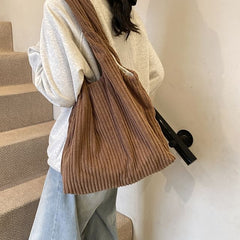 Plain Corduroy Bag Tote