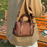 Plain Handle Suede Faux Crossbody Bag Top