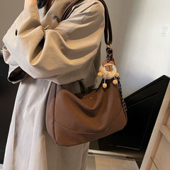 Shoulder Faux Leather Bag Plain