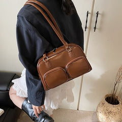 Bag Bowler Faux Leather Plain