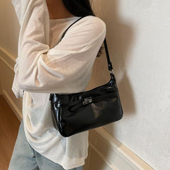 Faux Shiny Shoulder Leather Bag