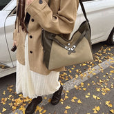 Leather Plain Tote Faux Bag