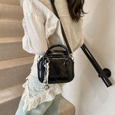 Bag Faux Leather Handle Lettering Crossbody Top