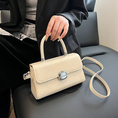 Bag Top Plain Leather Handle Flap Crossbody Faux
