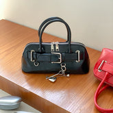 Shoulder Buckled Leather Bag Faux