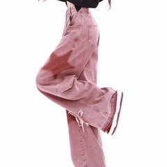 Y2K Pink Stars Patchwork E-Girl Aesthetic Women Jeans