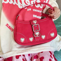 Y2K Red Pearl Heart Bag