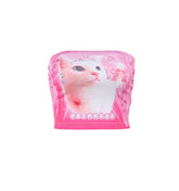 Y2K Aesthetic Princess Cat Silk Pink Tube Top
