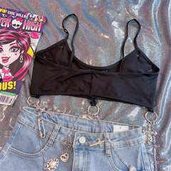 Y2K Unterwäsche Playboy Rabbit Nieten Pins Schwarz Ästhetischer BH