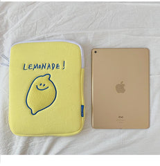 Bolsa para iPad y portátil con letras bordadas de limón