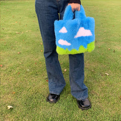 Precioso bolso de peluche con forma de nube de colores (diseño original)