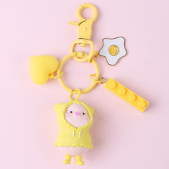 Kawaii Pig Flower Keychain