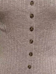 Ribbed Button-Front Bodycon Sweater Dress