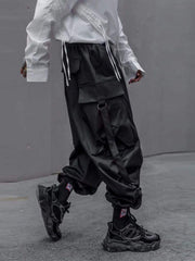 "Pure Black Ribbon" Cargo Pants