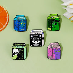 Pines con forma de cartón de leche kawaii