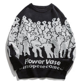 Crowd Print Knitted Sweater