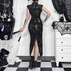 Vestido cheongsam midi de estilo alternativo