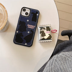 Star Black Bunny Airpods Case