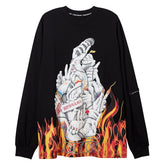 Dark Fire Flame Print Sweatshirt