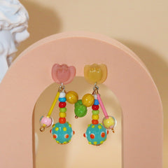 Pendientes de tulipán kawaii con cuentas