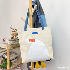 Bolso de hombro de lona con diseño de pato kawaii