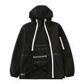 Irregular Zip Up Print Cargo Jacket