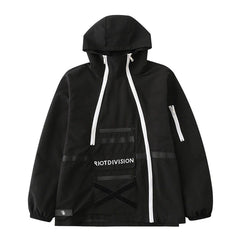 Irregular Zip Up Print Cargo Jacket