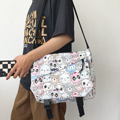 Bolso bandolera con diseño de gato de dibujos animados y personalidad divertida
