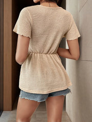 V-Neck T-Shirt with Lace Trim Detail