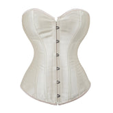 Corsé gótico beige con diseño de reloj de arena sobre el busto