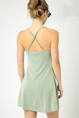 Crisscross Square Neck Active Dress