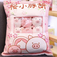 Una bolsa de 8 peluches de conejo.