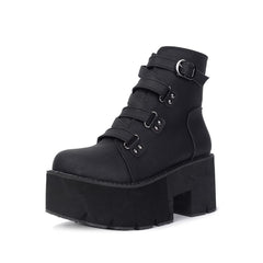 Schwarze Gothic Punk Plateau Stiefeletten