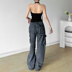 Schwarzes asymmetrisches Gothic-Neckholder-Top