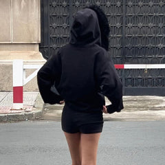 Schwarzer Gothic-Kapuzenpullover mit Reißverschluss aus Kunstpelz