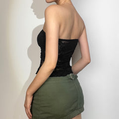 Top de tubo de encaje floral gótico negro