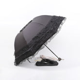 Schwarzer Gothic-Spitzen-Sonnenschirm, kompakt