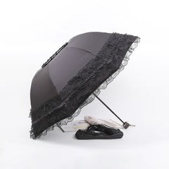 Schwarzer Gothic-Spitzen-Sonnenschirm, kompakt