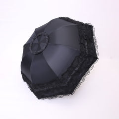 Schwarzer Gothic-Spitzen-Sonnenschirm, kompakt