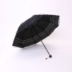 Schwarzer Gothic-Spitzen-Sonnenschirm, kompakt