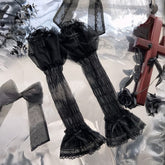 Mangas de malla de encaje estilo lolita gótica negra